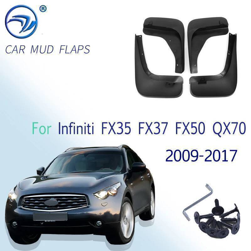 Mudflaps สําหรับ Infiniti FX35 FX37 FX50 QX70 2009 - 2017 Mud Flaps Splash Guards Mudguards ด้านหน้า