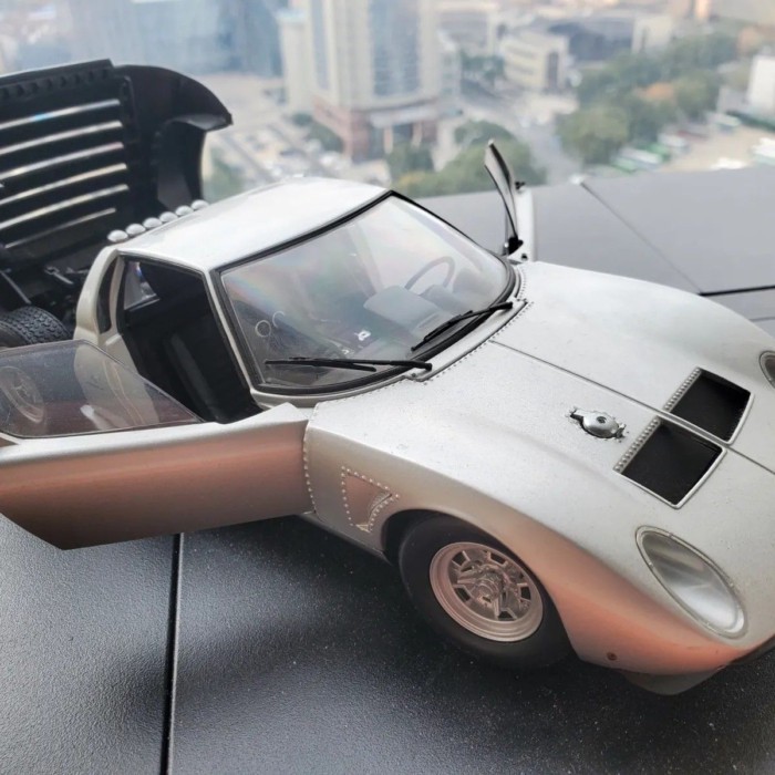 Jingshang 1/18 Lamborghini Mull SVJ Silver Alloy Full Open Loose Bag Miura Jota SVJ รถรุ่น