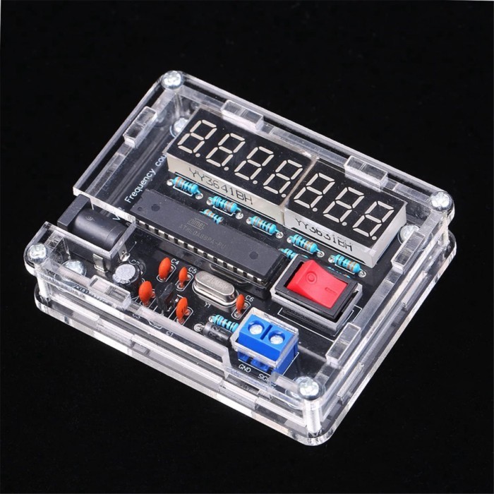 L68AFrequency Meter,10MHz Frequency Meter DIY Kit Frequency Counter AVR Frequency with Shell Counte