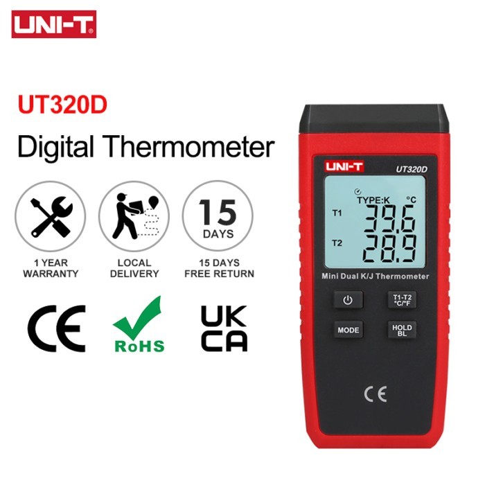 UNI-T UT320D K/J Thermocouple Thermometer UT320A Mini Digital Temperature Meter -50~1200 Contact Ty