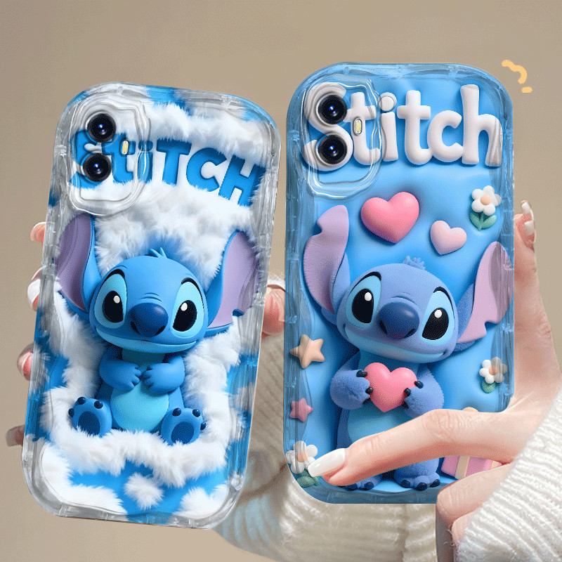 ปลอกสําหรับ VIVO T1 5G SNAPDRAGON 778G แฟชั่นหรูหราน่ารัก Stitch การ์ตูน 2D ซิลิโคนอ่อนนุ่ม TPU กันก