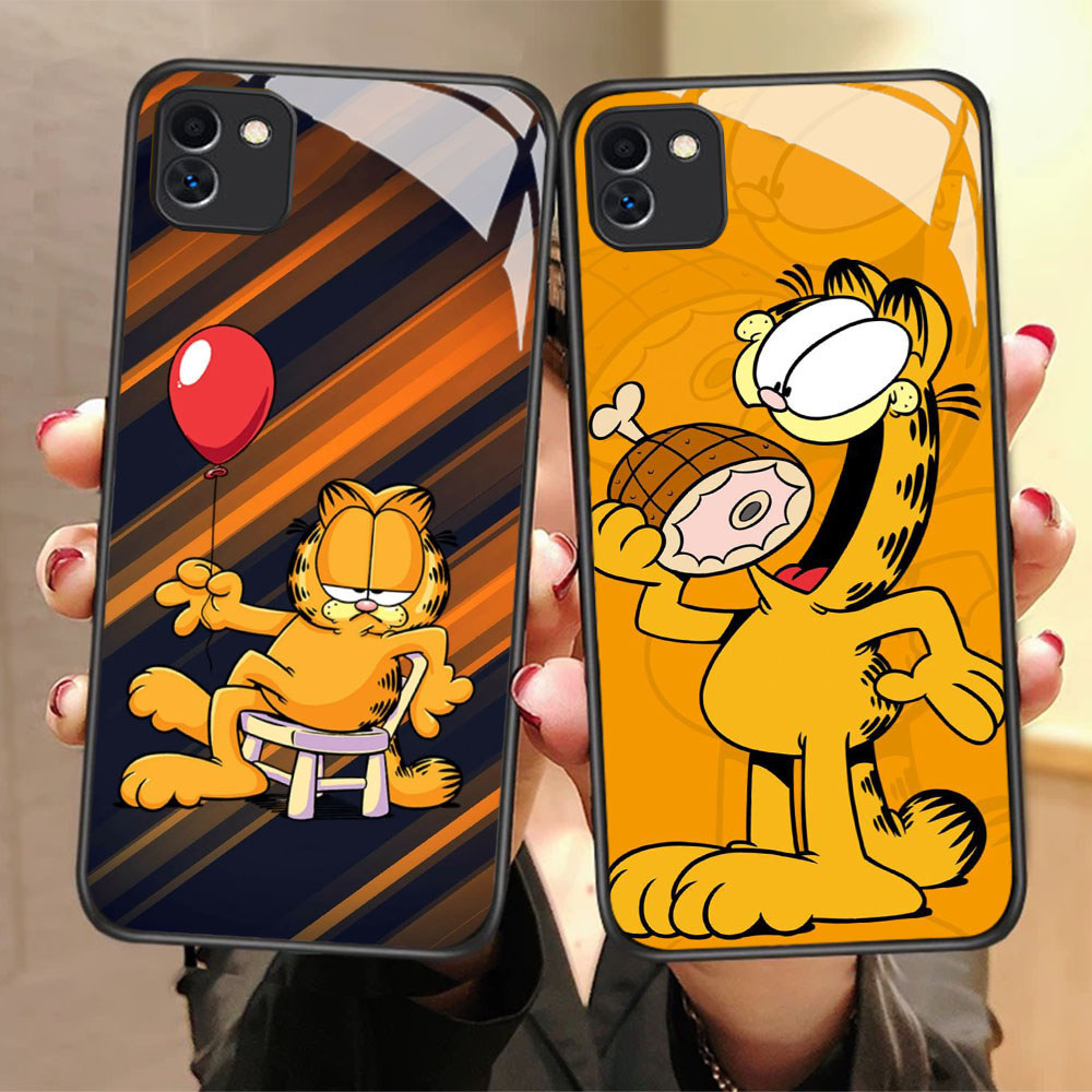 CK-58 Garfield น่ารัก HD Glass Casing สําหรับ Samsung A03 A04 A05 M04 F04 A04E Core