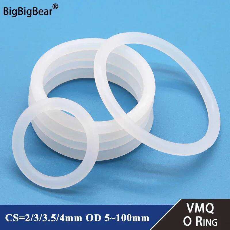 โอริง VMQ 50 ชิ้น ความหนา CS 2/3/3.5/4 มม. โอริงยางสีขาว ขนาดเส้นผ่านศูนย์กลางภายนอก 5-100 มม. ทนควา