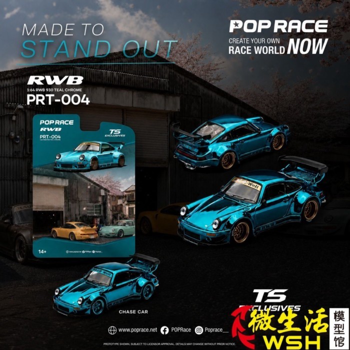 TS 1: 64 Pop Race RWB 930 GT Wing Alloy Car Model Pop Race