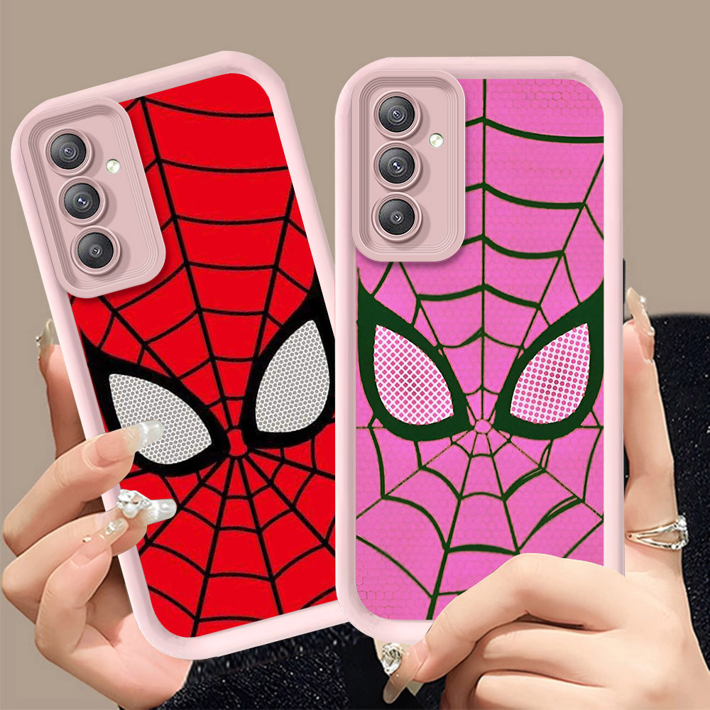 Q-35 Spider-man ขาวดำเคสโทรศัพท์หรับ Samsung A54 A56 A36 A37 A55 A35 A16 5G ปกสีชมพู