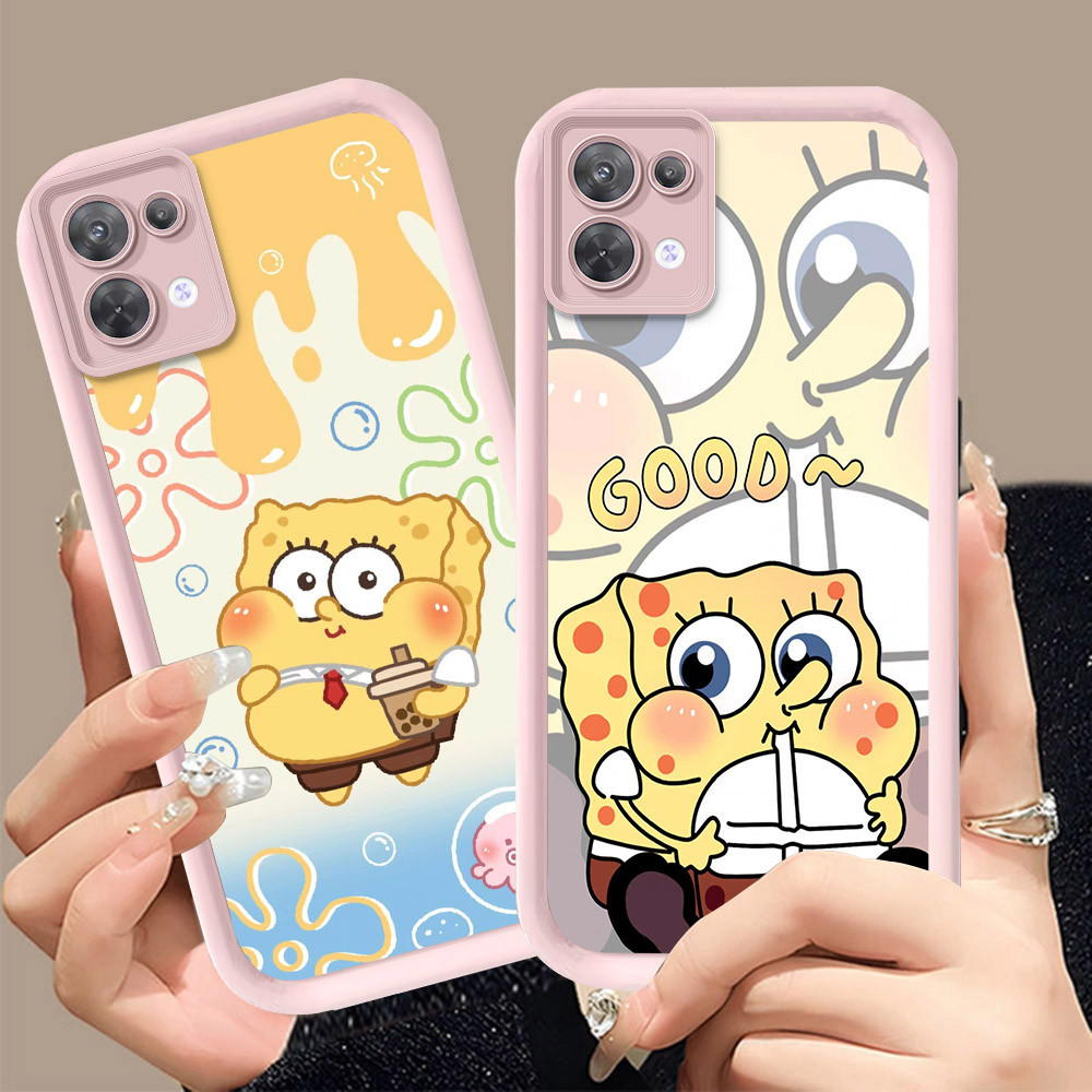 Q-7 SpongeBob ขาวดำเคสโทรศัพท์หรับ Xiaomi MI POCO 12 C55 C50 C51 11 Lite ปกสีชมพู