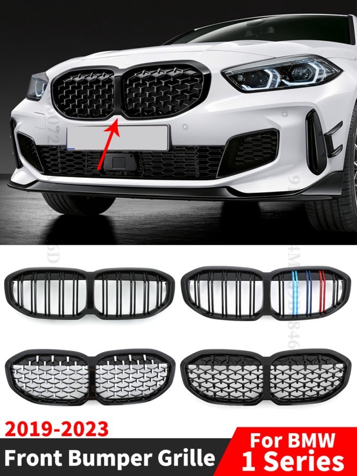 Front Bumper Kidney Grille Diamond Grill Tuning Accessories For BMW 1 Series F40 2019-2023 128ti M1