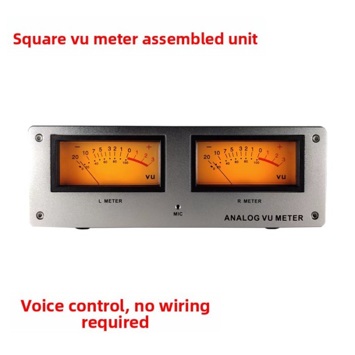 MIC-73 Sound Control Square VU Meter Level Meter, Aluminum Panel, LED Warm Backlight, No Wiring Nee