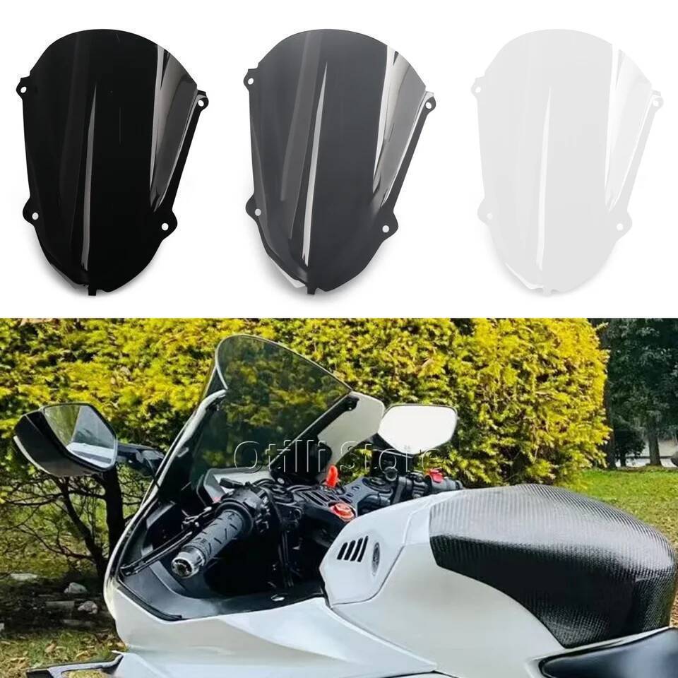 รถจักรยานยนต์ด้านหน้ากระจกกระจก Double Bubble Wind Deflector สําหรับ Yamaha YZF-R3 YZF-R25 YZF R3 R2