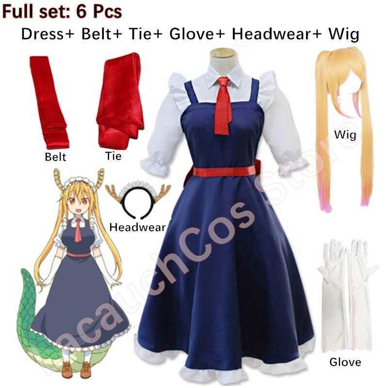 obayashi's Dragon Tohru Cosplay For Women Lacauch Kobayashi Holiday Party Maid Uniforms Costume Wig