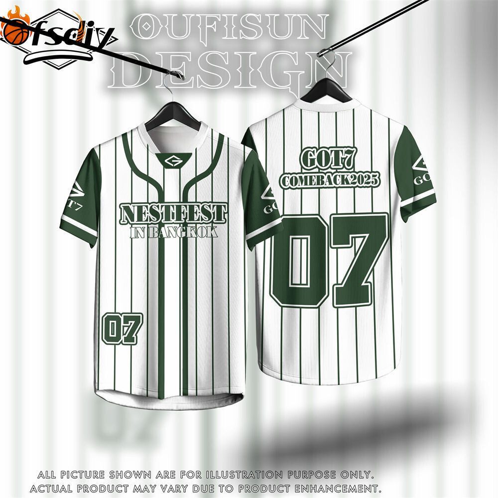 Got7 Idol Band Got7 2026 กรุงเทพคอนเสิร์ตแฟนย์ Got7rj Conceersey, พิมพ์ Streetwear ผู้หญิง Jersey
 ท