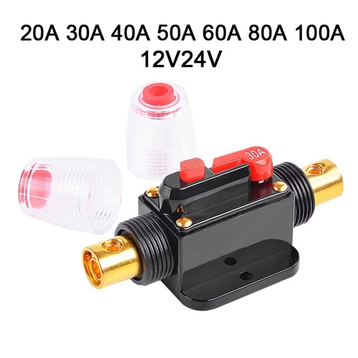 20A 30A 40A 50A 60A 80A 100A Circuit Breaker 12V 24V DC Car Truck Audio Resettable Fuse Circuit Bre