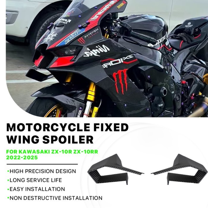 Motorcycle Side wings For Kawasaki ZX-10R ZX10R ZX 10R 2022-2025 Winglet Spoiler Retrofit Aerodynam