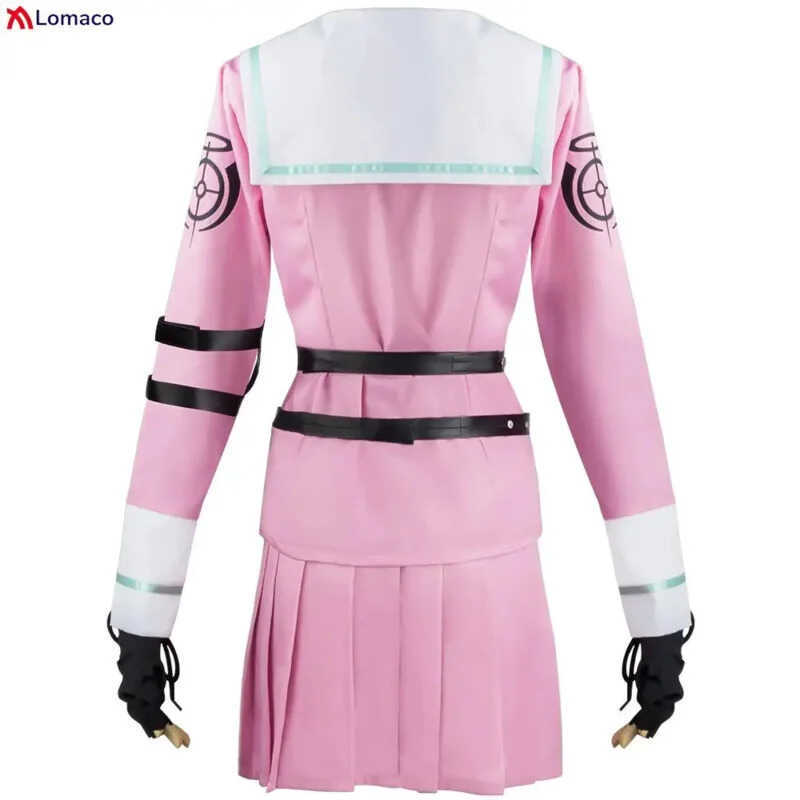 W N Anime Danganronpa V3 Killing Harmony Iruma Miu Cosplay Costume Wig Glasses Women Uniform Dress