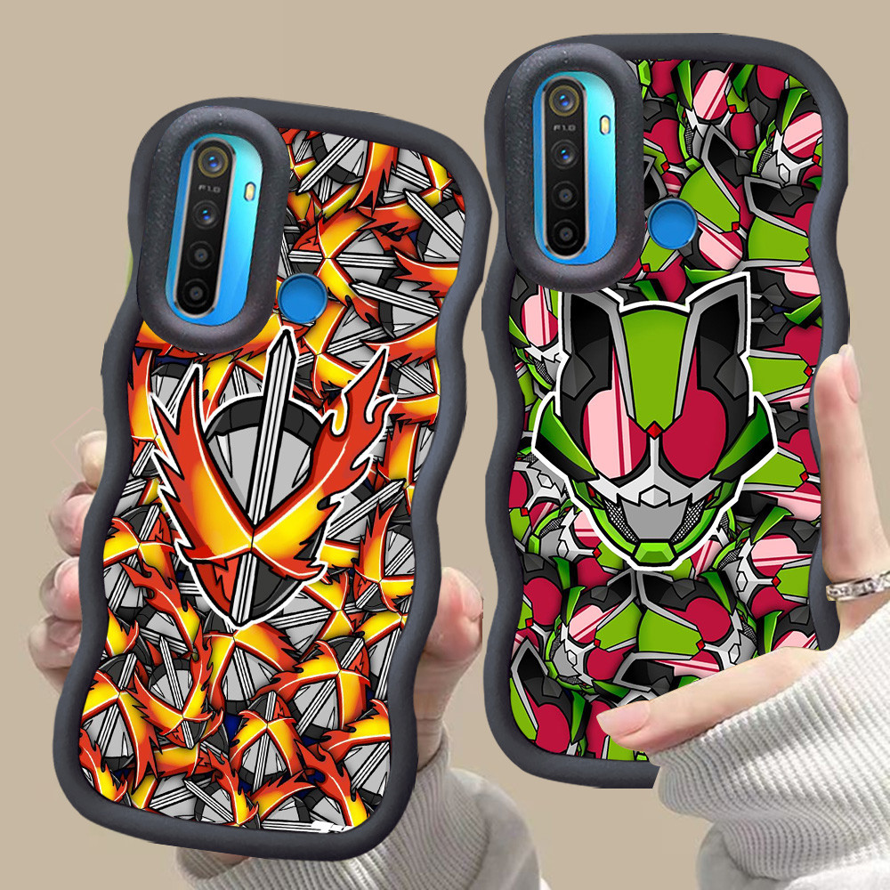 MERAH D-25 Kamen Rider สีชมพูสีแดงปลอกสําหรับ OPPO A31 A91 Reno 3 Realme 5 6i 5i 5s สีดํา