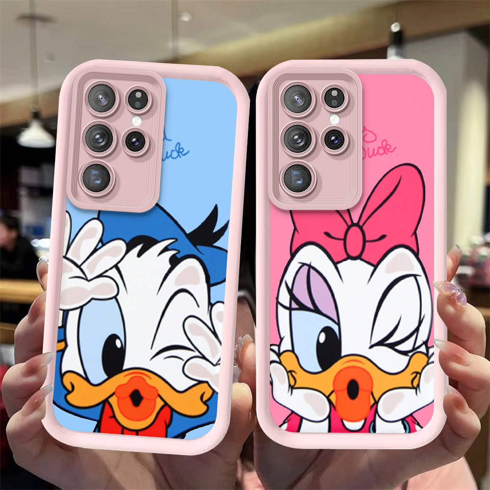 J-15 Donald Duck ดำขาวชมพูเคสโทรศัพท์หรับ Samsung S25 S24 FE Note 20 Ultra Plus