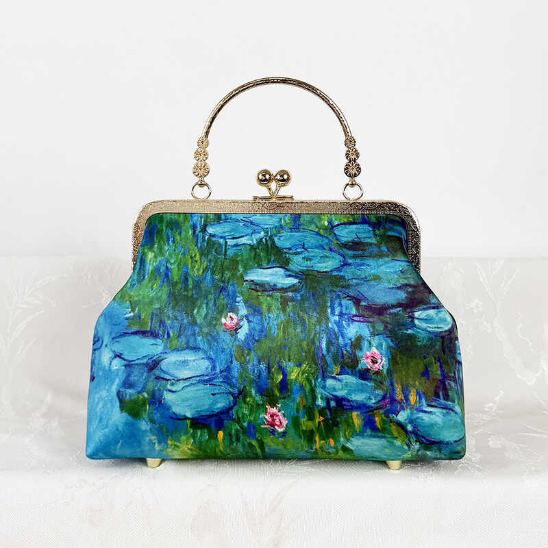 < Master ภาพวาดที่มีชื่อเสียง > Claude Monet Claude Monet Water Lily Water Lilies กระเป๋าผู้หญิงหนึ่