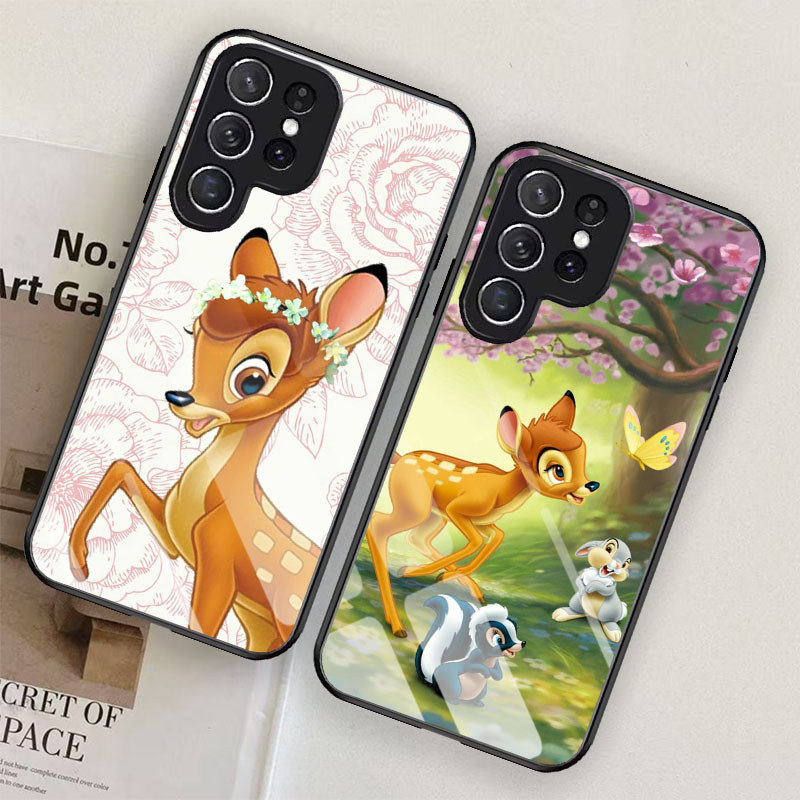 T-2 Bambi Deer กระจกนิรภัยสําหรับ Samsung S24 S25 FE S21 Plus Ultra Case