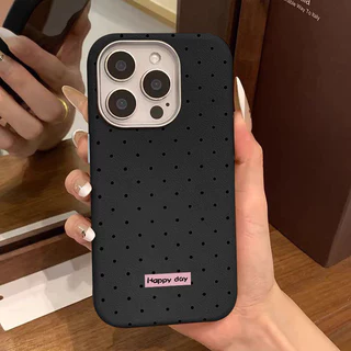 เคสไอโฟน 16 สำหรับ IPhone 13 XR 16 15 11 14 12 Pro Max 15 14 16 6 6S Plus XS X โปลก้า จุดสีทึบหนัง กรณีพื้นผิว