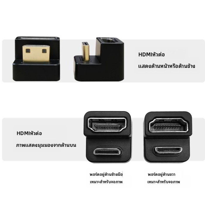 EIMIO จอแสดงผลแบบพกพาแท็บเล็ตโทรศัพท์มือถือ 180 องศามินิ HDMI ชายกับหญิงอะแดปเตอร์รูปตัว C Type-C