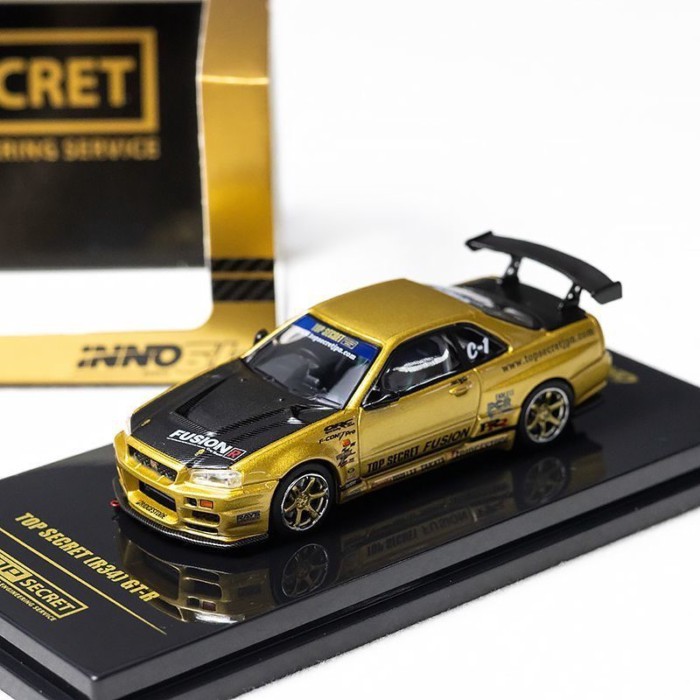 พร้อมสต็อก INNO 1: 64 Nissan Nissan GT-R R34 TOP SECRET โมเดลรถอัลลอย