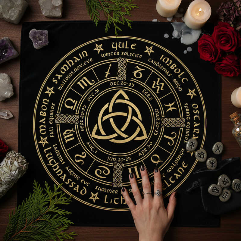 G Stamping Flannel Tarot ผ้าปูโต๊ะ Tarot Accessories Tarot Cloth Pagan Runes