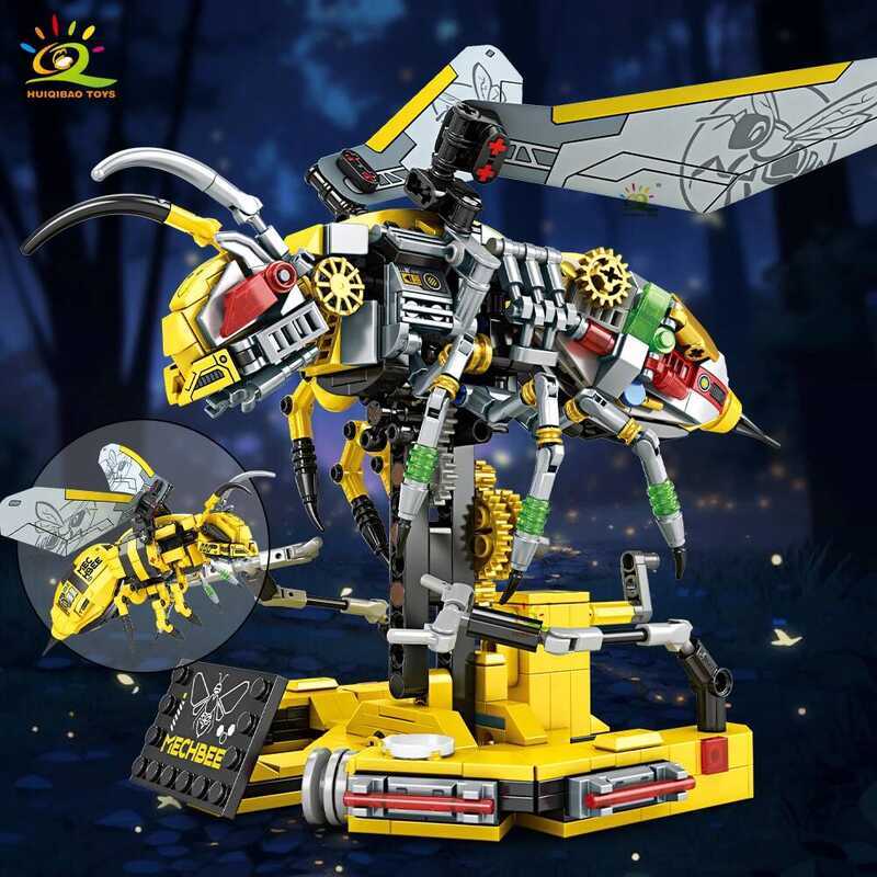C Technical Mechanical Bee Building Block Set Insect Model Kit DIY Assembly Brick Children Toy Desk