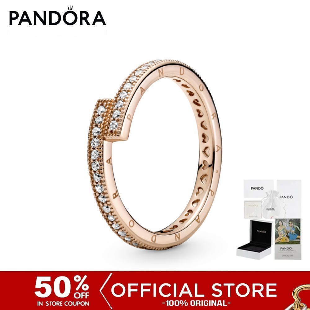 (ของแท้100%) Pandora  Pandora Rose Ring With Clear Cubic Zirconia เครื่องประดับ แหวนโรสโกลด์ สีโรสโกลด์ แหวนสีโรสโกลด์