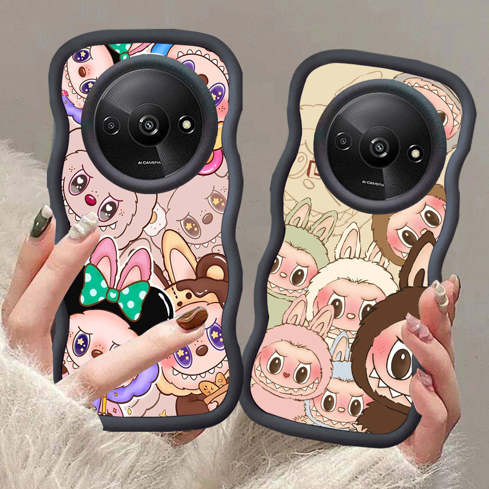 MERAH A-24 Labubu สําหรับ Xiaomi Redmi POCO A3 X3 NFC C61 A3X Pro สีดําสีแดงสีชมพูกรณี