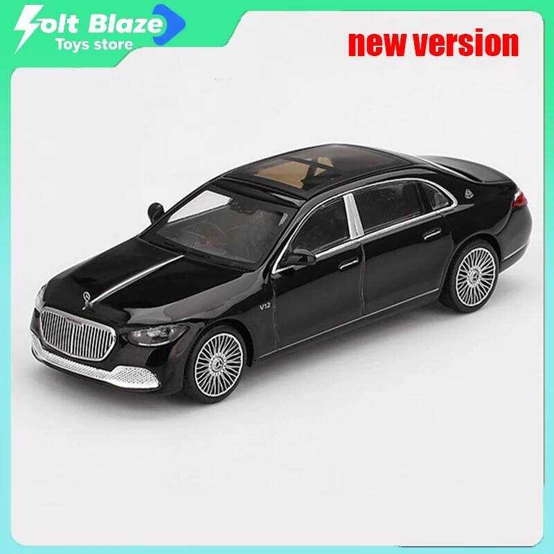 C MINI GT 1/64 Mercedes Maybach S680 Number 77 Black Diecast Car Model Simulation Static Cars Model