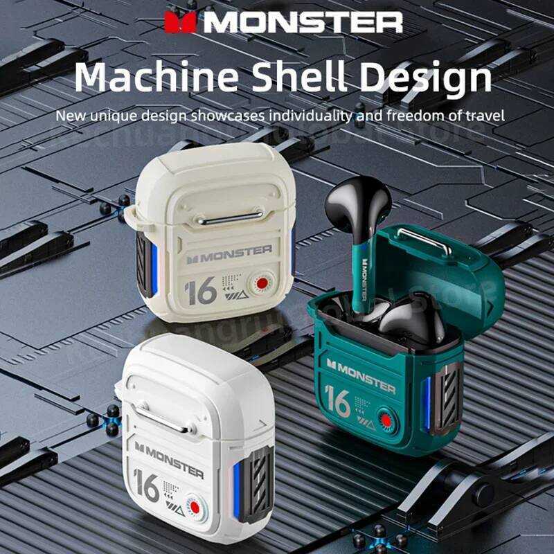 Monster XKT16 หูฟังบลูทูธ 5.3 การออกแบบเชิงกลหูฟังไร้สายชุดหูฟังเกมเมอร์ TWS ไม่มีการลดเสียงรบกวนหูฟ