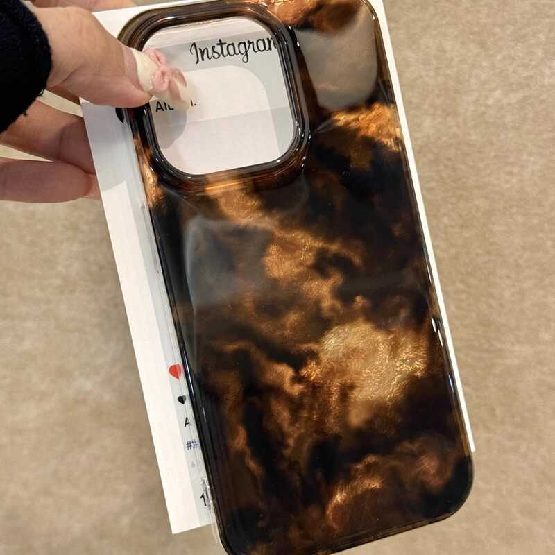 Gradient Premium Gold Black Smudge เหมาะสําหรับ ihone16promax Apple 15pro เคสโทรศัพท์ 1413/12