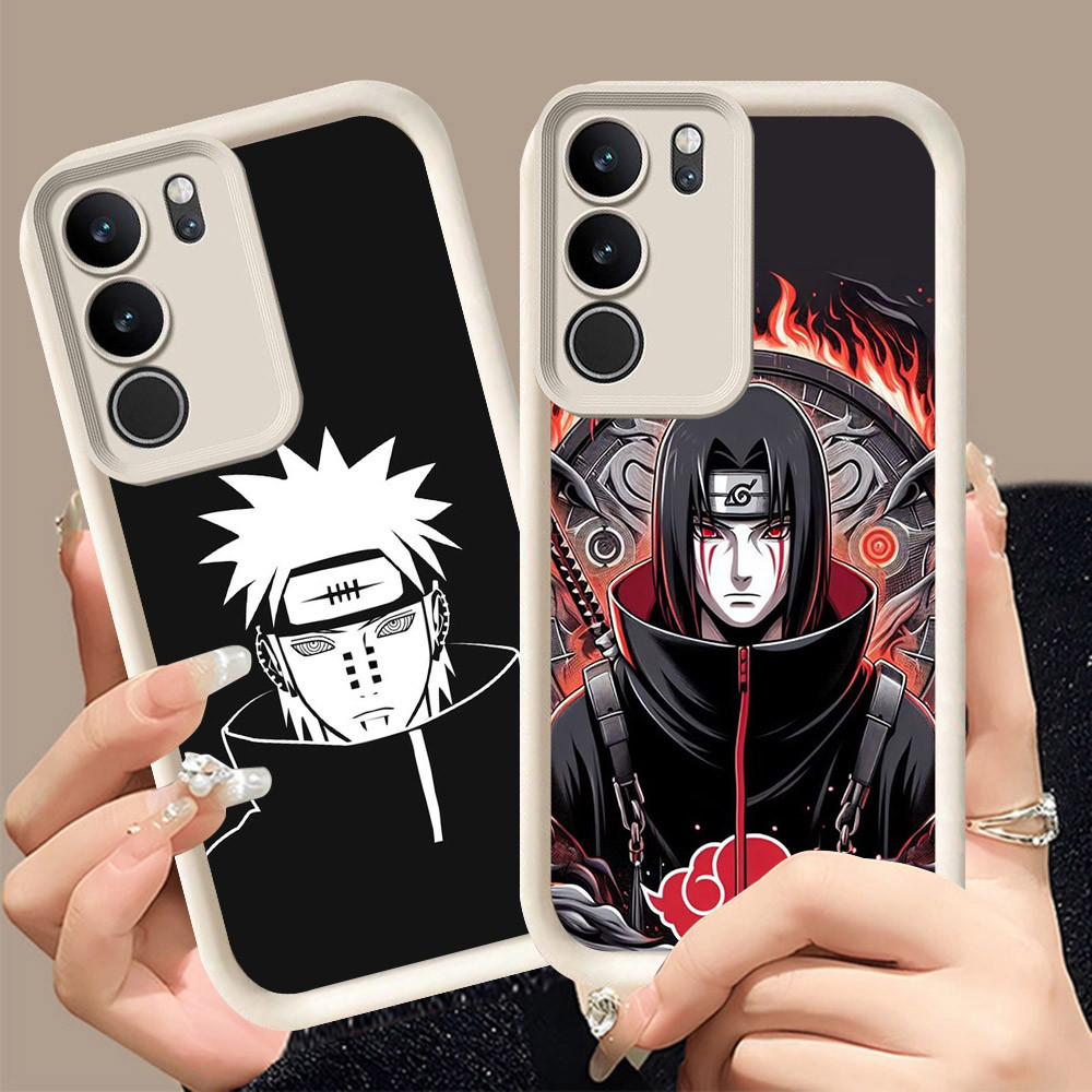Q-12 Naruto Akatsuki ขาวดำเคสโทรศัพท์หรับ VIVO Y200 T4X Y19S Y21d Y300t Y29 Pro ปกสีชมพู