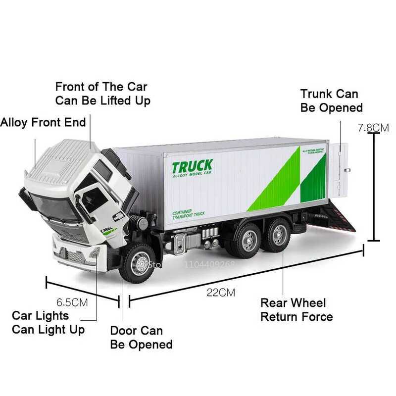 Truck Fire Trucks Model Car Toy Pull Back Music Light Metal Diecast Doors Opened Vehicles Toys For