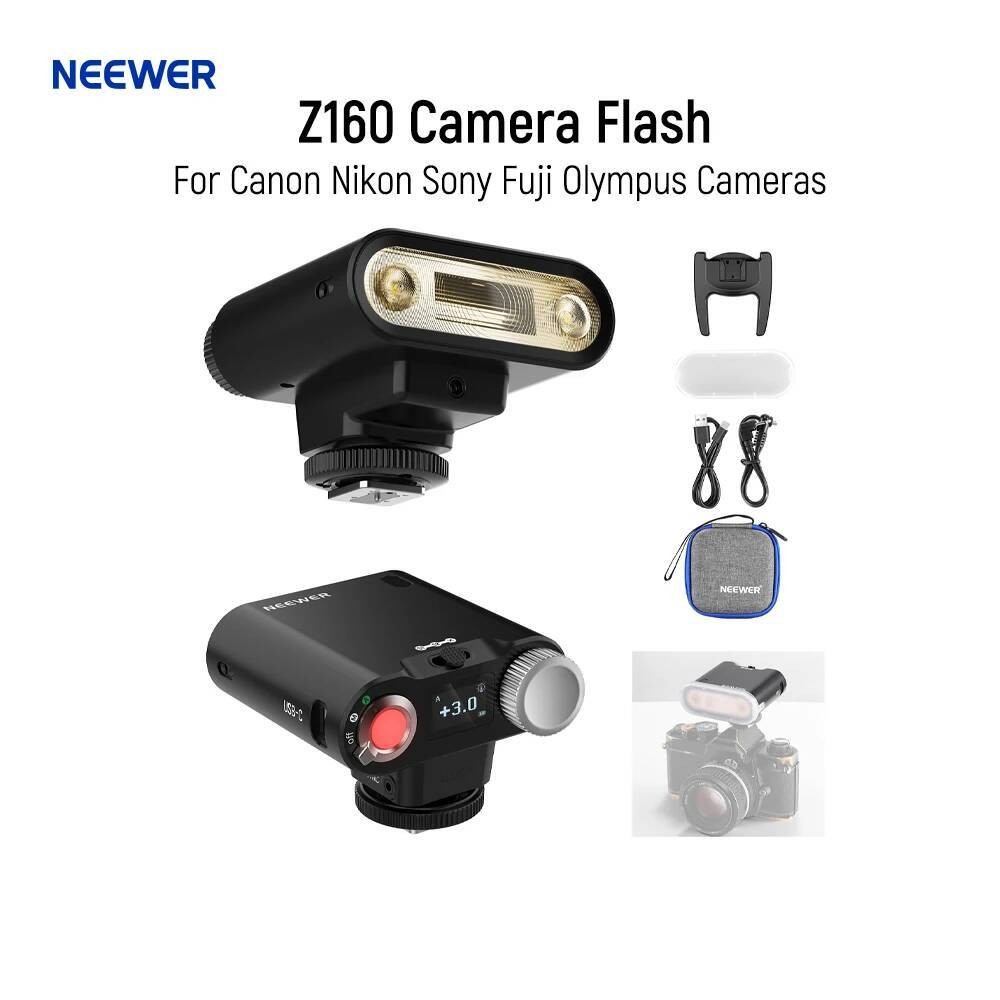 NEEWER Z160 แฟลชกล้อง, 22Ws GN14 6000±200K CCT Speedlite, 7.2V/1100mAh แบตเตอรี่สําหรับกล้อง Canon N