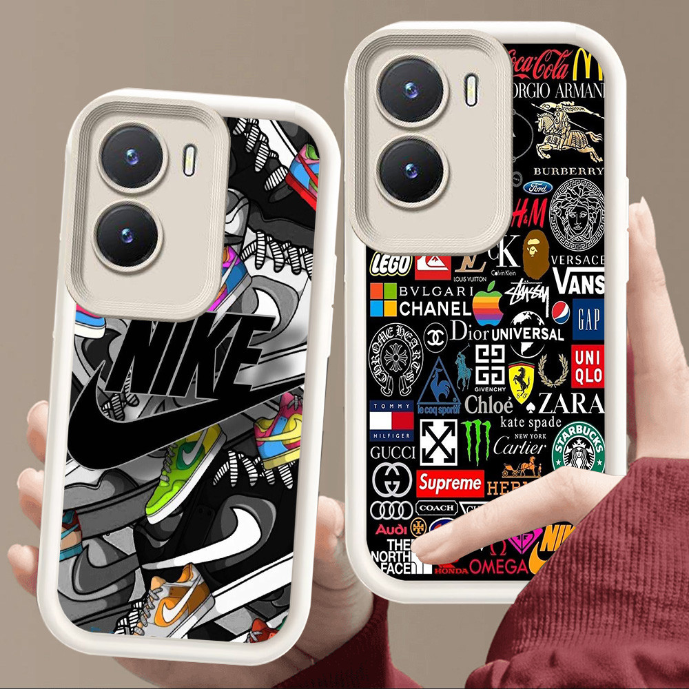 เคสสําหรับ VIVO IQOO Z9 Y15a Y35 Z10 13 Y01 T4 Y55 Y75 Z9X Y22s Y15s Y22 Y56 Y16 5G นุ่มสีขาว E74 กา