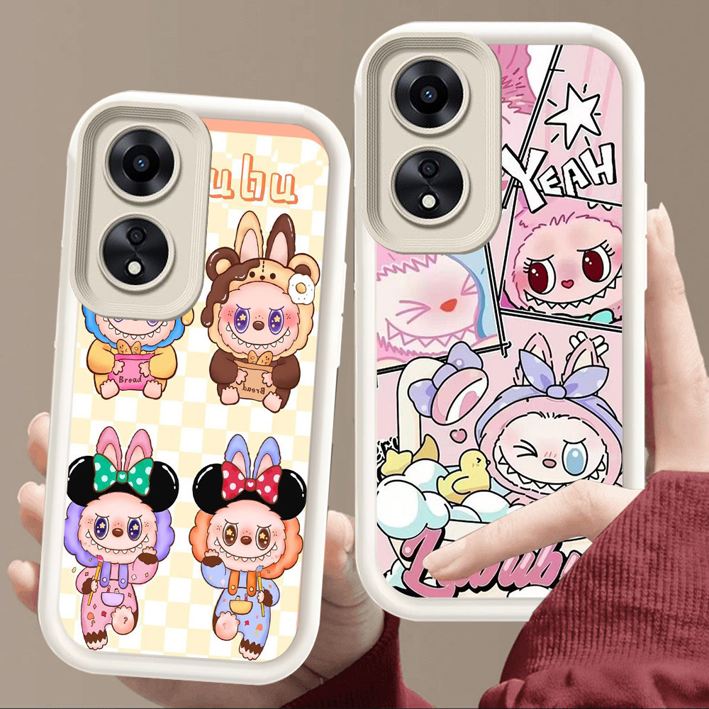 เคสสําหรับ OPPO A17 A98 A18 A78 A58 A60 A38 5G สีขาวนวล E89 LABUBU Design