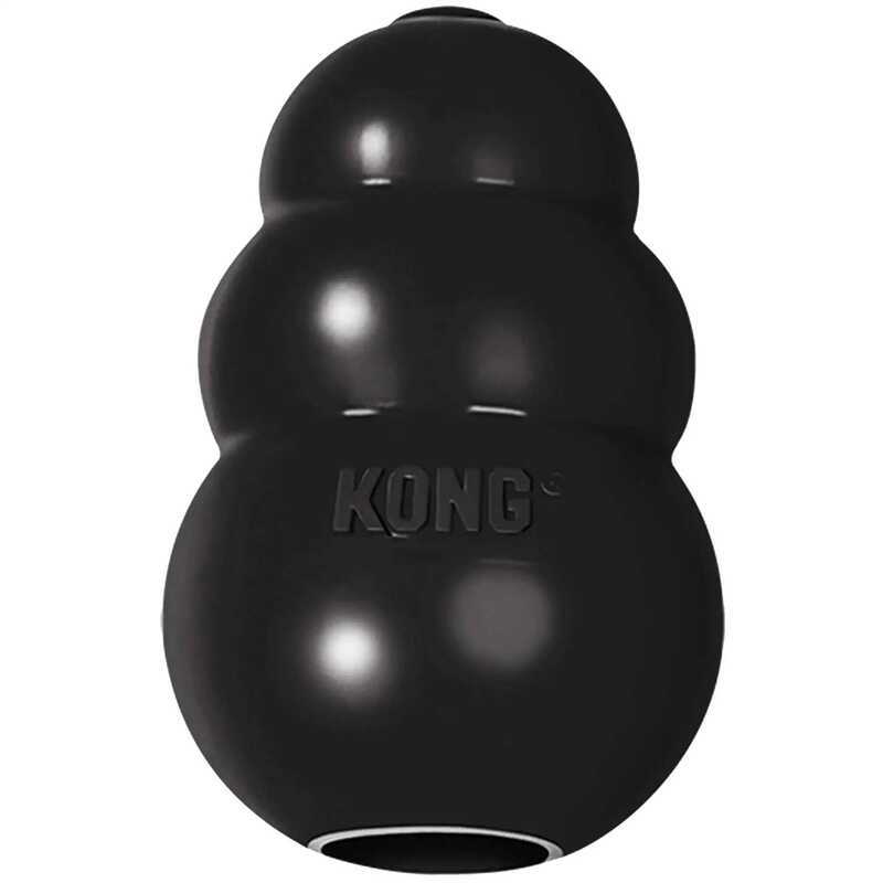 KONG Extreme Dog Toy Toughest Natural Ruer, สีดํา - สนุกในการเคี้ยว, ไล่ล่าและดึง