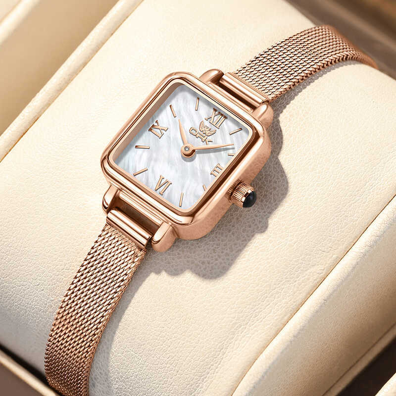 Opk Brand Watch Niche Ladies Square Quartz Brown ของขวัญวันวาเลนไทน์