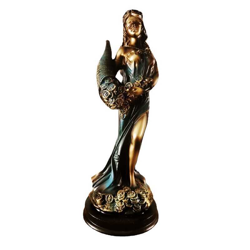 C Bdfolded Fortuna Statue Ancient Greek Roman Goddess Of Fortune Vintage Blue Luck Luck Decorations