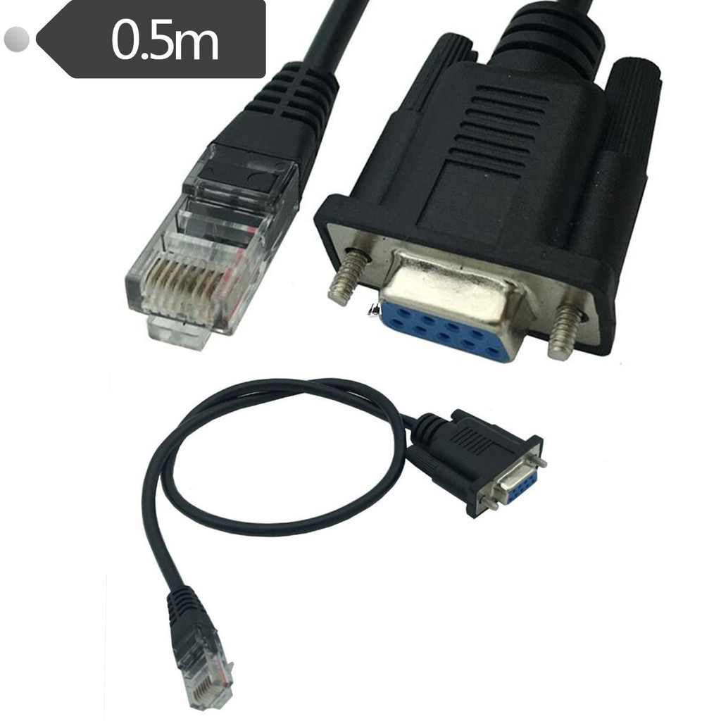 RJ45m ถึง RS232 สาย COM Serial Port 9 หลุมคริสตัลหัวสาย db9 Serial Port to Network Port Cable 0.5 M