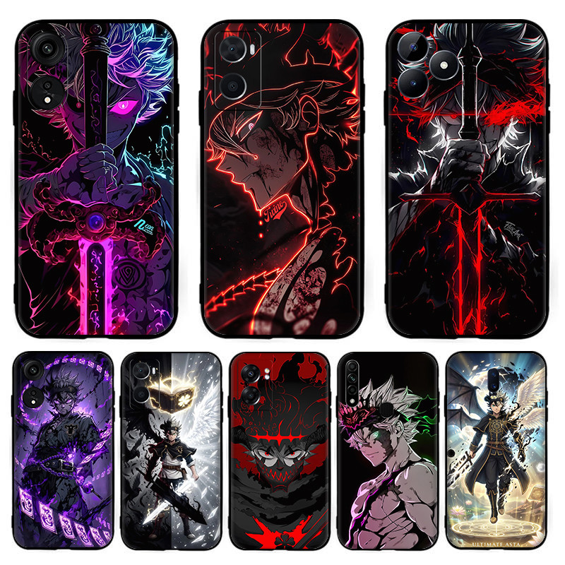 สําหรับ OPPO R9 F1 Plus R9S Reno 2 2Z 2F 3 4 Pro 5 5F Lite 5K อะนิเมะสีดํา Clover ปลอก 7Y6 สีดํา TPU