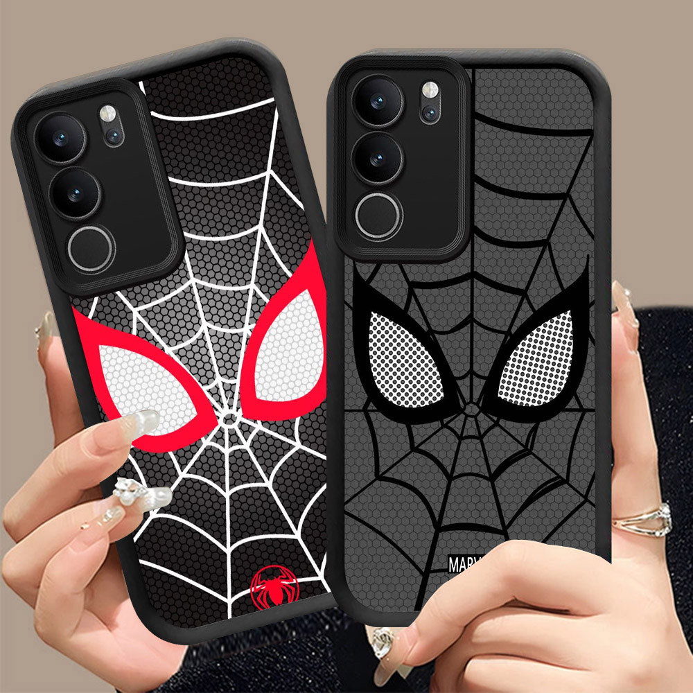 Q-19 Spider-man ขาวดำเคสโทรศัพท์หรับ VIVO Y200 T4X Y19S Y21d Y300t Y29 Pro ปกสีชมพู