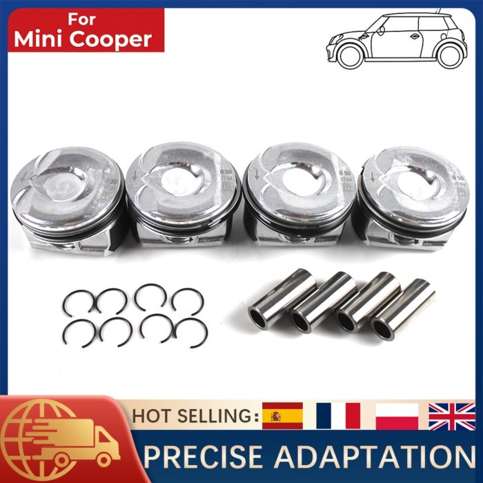 4x Ø77mm Pistons & Rings Kit 11257566019 For MINI R55-R61 N14 Turbo Cooper Countryman 1.6L 2006-201