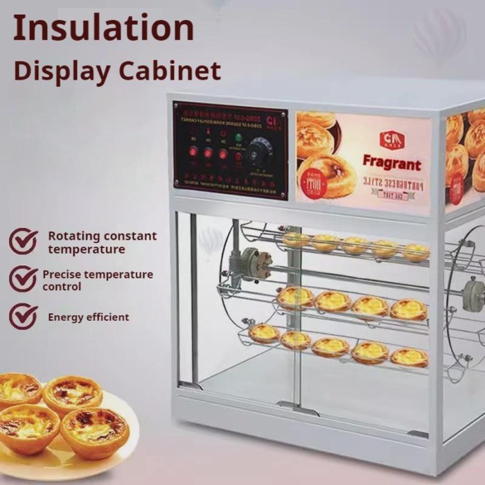 Commercial Food Insulation Cabinet Egg Tart Insulation Showcase Rotation Food Thermal Insulation Ca