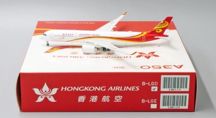 พร้อมสต็อก JC Wings Hong Kong Airlines A350-900 B-LGD 1: 400 LH4119 เครื่องบินรุ่น Out of Print Car 