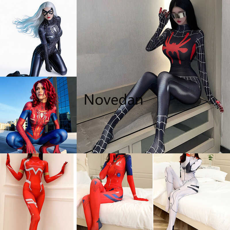 W Halloween Suit Women Erhero Costume Sexy Female Miles Morales Spidergirl Zero Two Rei‌ Asuka Cosp
