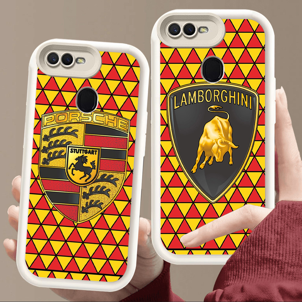 เคสสําหรับ OPPO A12 A5S A1K F5 A12E A7 F9 F7 A3S A5 A12s Pro นุ่มสีขาว E85 โลโก้แบรนด์