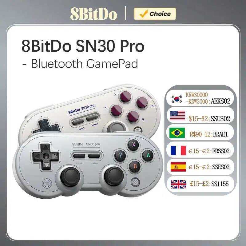 คอนโทรลเลอร์เกมบลูทูธ 8Bitdo SN30 Pro สำหรับ Nintendo Switch และ PC