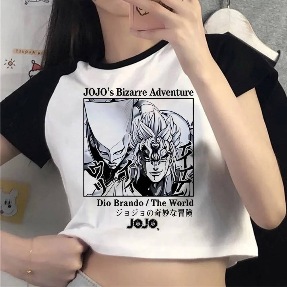 Jojo Bizarre Adventure เสื้อครอป shoujo อะนิเมะ meme ทางเลือก goth เสื้อราคาถูกฉากญี่ปุ่นน่ารักวินเท